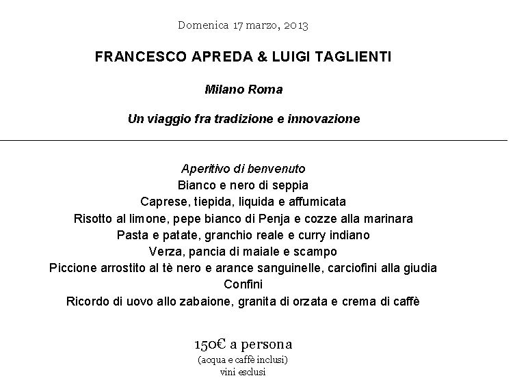 Francesco Apreda con Luigi Taglienti insieme per un menù a 4 mani: Milano - Roma Un viaggio fra tradizione e innovazione - Sapori News 
