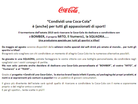 Coca Cola si fa in quattro per sportivi e tifosi  ! - Sapori News 