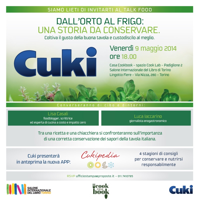 Al 27° Salone Internazionale del Libro di Torino CUKI propone articolati laboratori di cucina