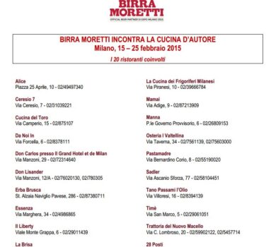 birra moretti ristoranti - Sapori News 