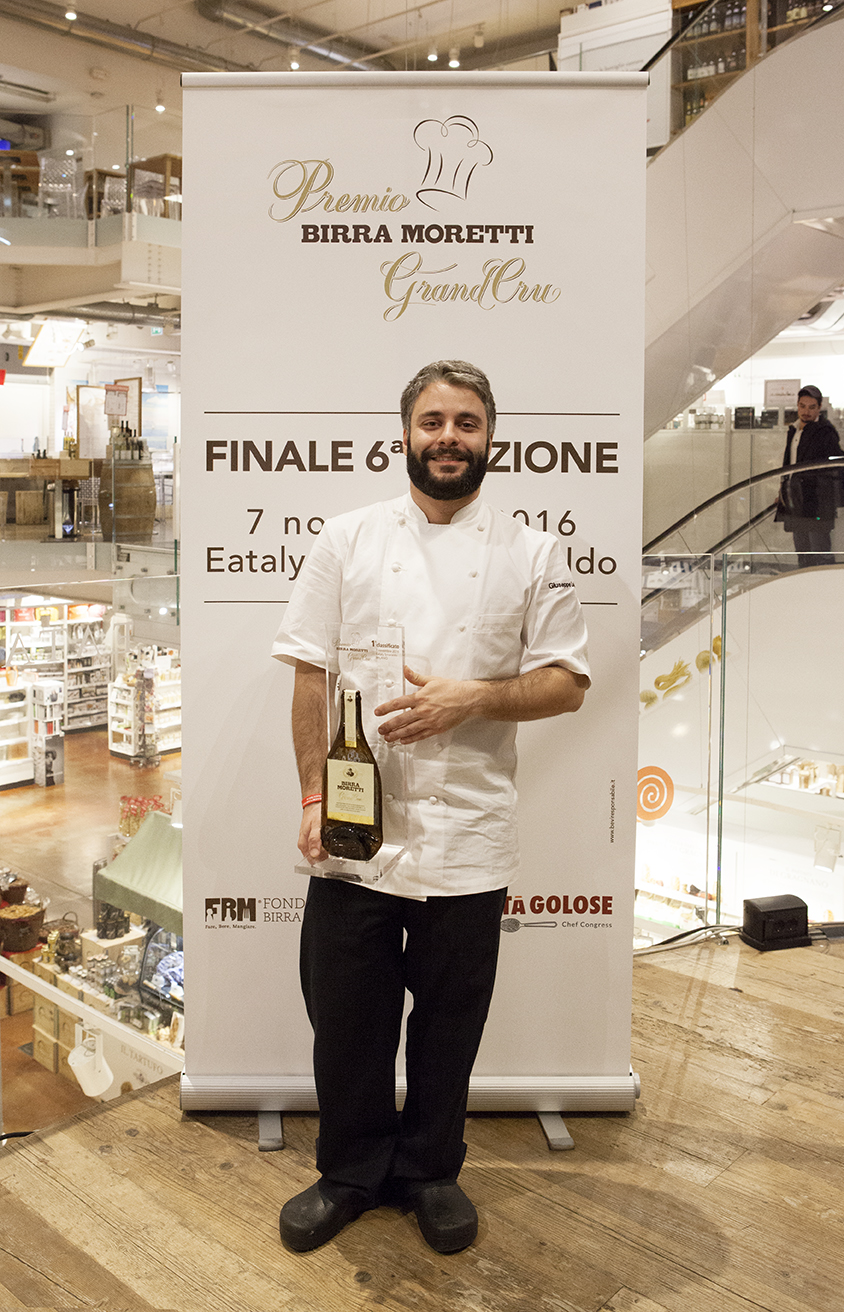 Giuseppe Lo Iudice, chef del Retrobottega di Roma, si aggiundica il Premio Birra Moretti Grand Cru 2016