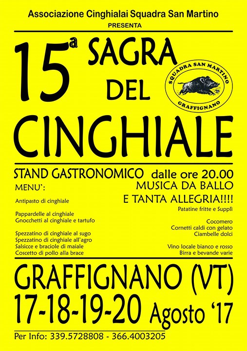 A Graffignano (Vt)  la quindicesima edizione della Sagra del Cinghiale - Sapori News 