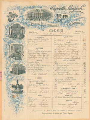 Al Biffi-Ristorante in Galleria in mostra lo storico Menu giornaliero del 1905