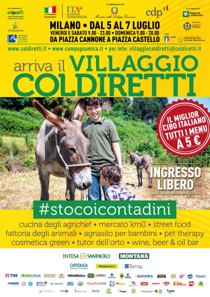 Arriva a Milano il Villaggio della Coldiretti , dal 5 al 7 luglio 2019