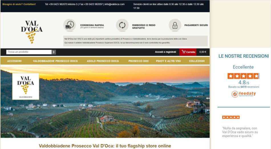 Cantina Produttori Valdobbiadene Prosecco Val d'Oca: crescita dell'e-commerce