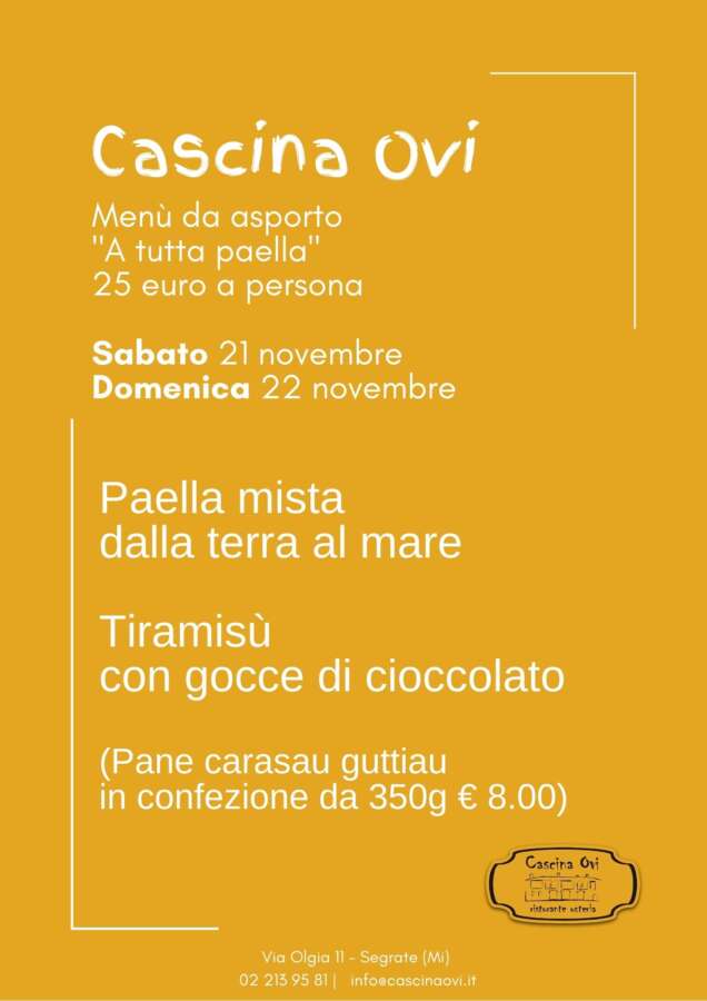 Cascina Ovi prepara un weekend... a tutta paella - Sapori News 