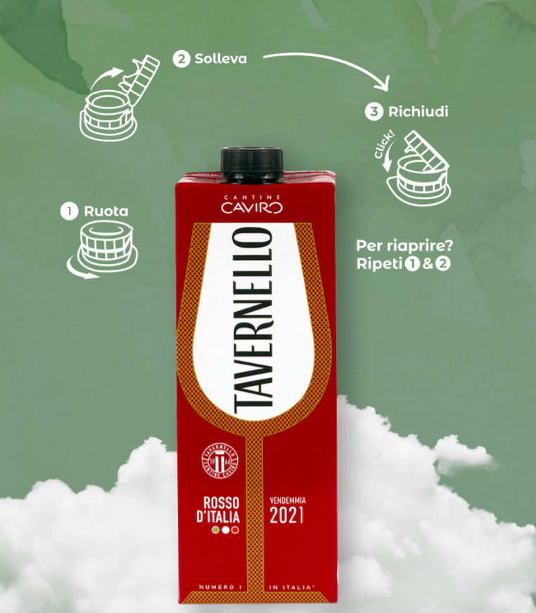 Tavernello, nuovo packaging sostenibile e nuovo tappo - Sapori News Il Magazine Dedicato al Mondo del Food a 360 Gradi