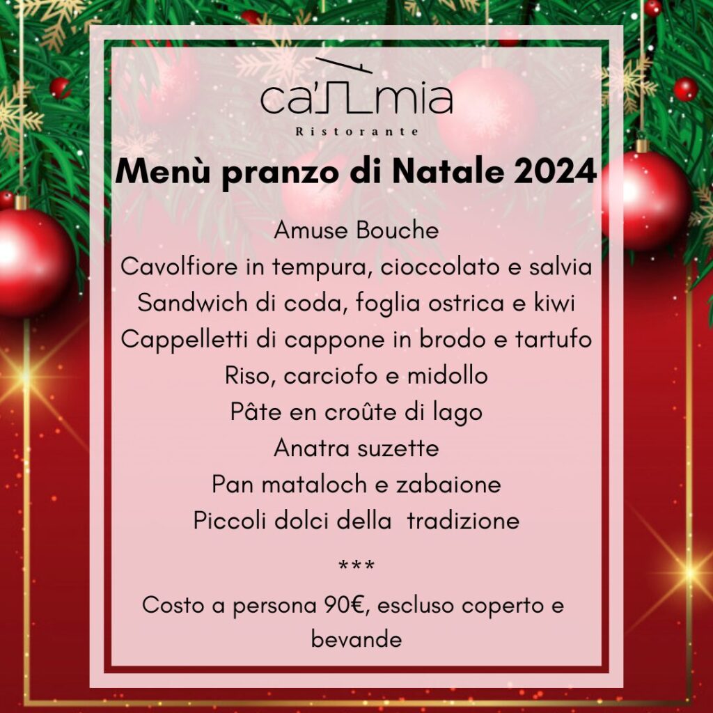 Il ristorante Ca' Mia lancia il menu di Natale - Sapori News 