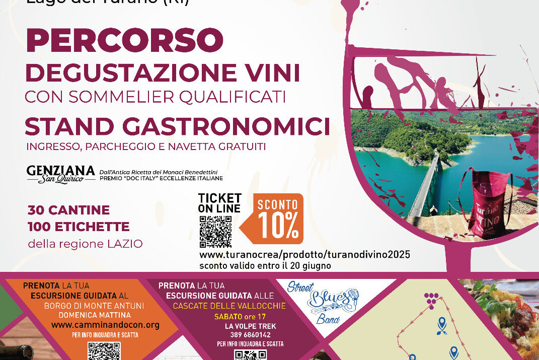 Turano diVino 2025: a Castel di Tora Vino, buon cibo, musica e tradizione 21/22 giugno