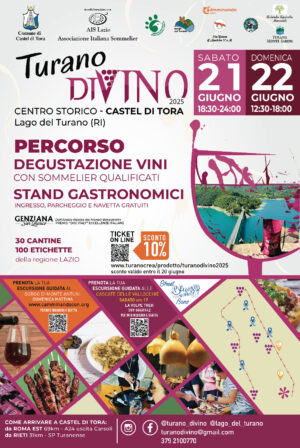 Turano diVino 2025: a Castel di Tora Vino, buon cibo, musica e tradizione 21/22 giugno