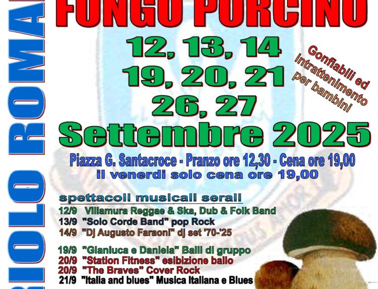 Oriolo Romano: il regno del porcino (e della forchetta felice) - 12, 13, 14 – 19, 20, 21 – 26, 27, 28 settembre - Fuoriporta