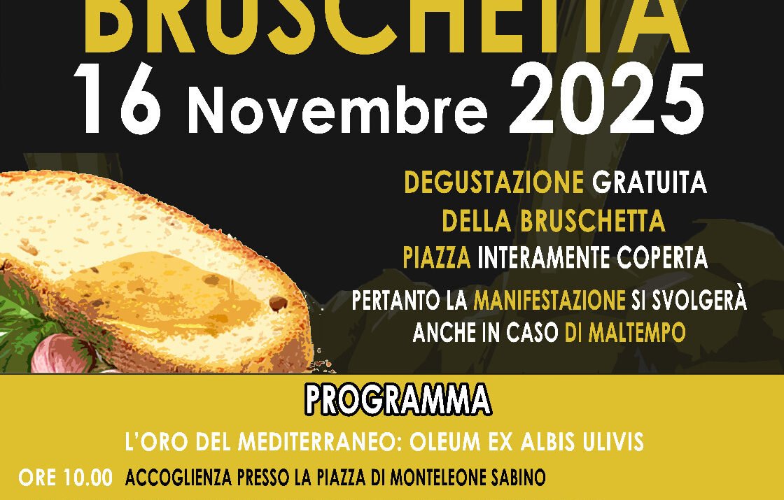 Monteleone Sabino (RI), è sagra della bruschetta – 16 novembre Fuoriporta