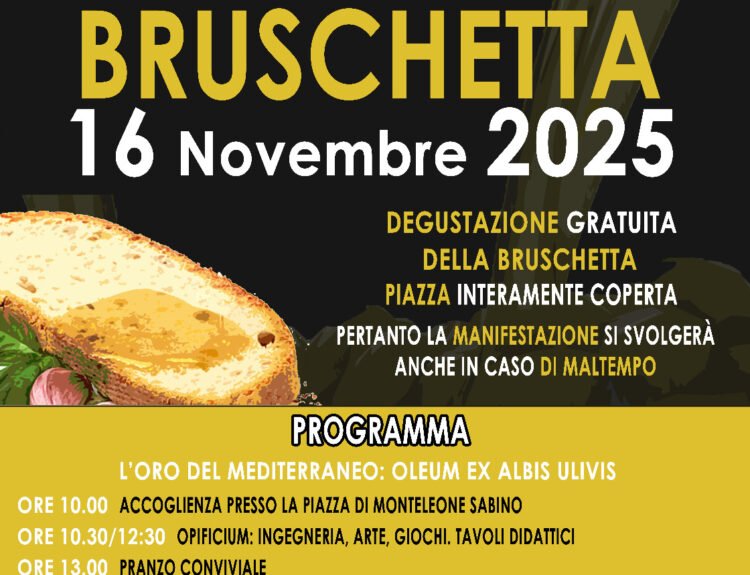 Monteleone Sabino (RI), è sagra della bruschetta – 16 novembre Fuoriporta