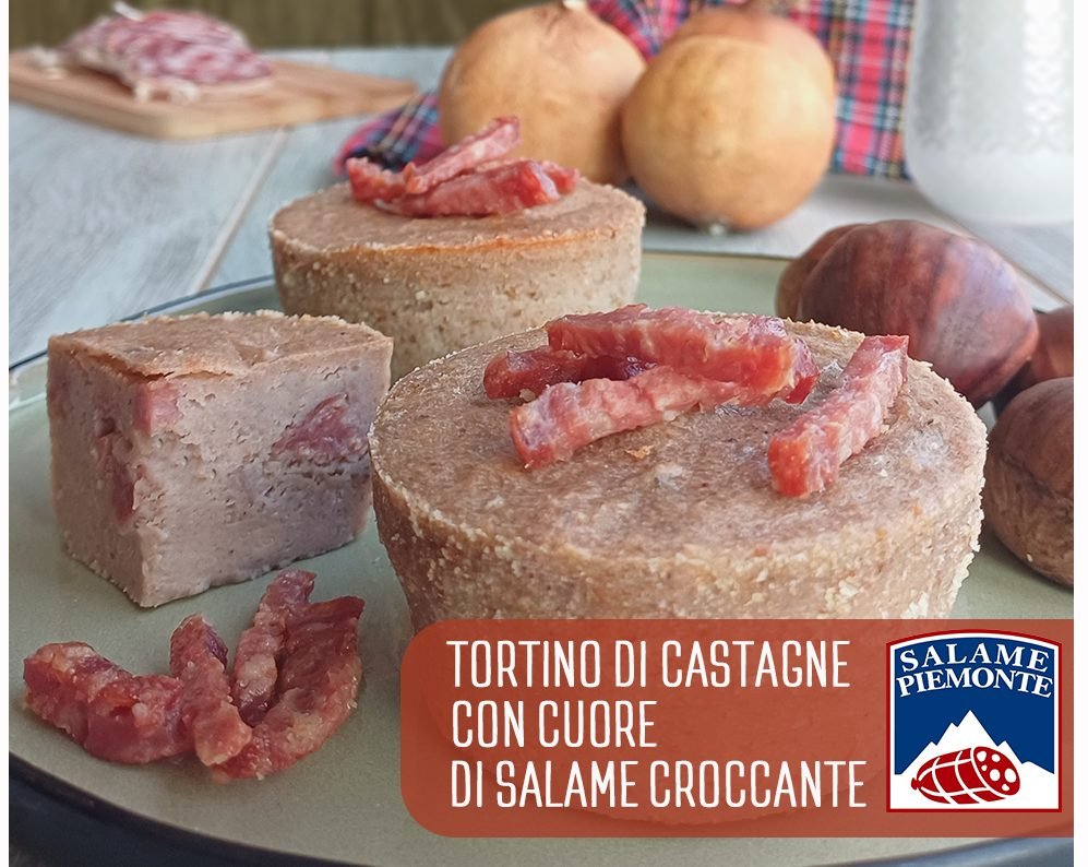 SaporiNews-Salame-Piemonte-IGP_tortino-con-castagne- Salame Piemonte IGP e castagne: il gusto autentico dell’autunno piemontese