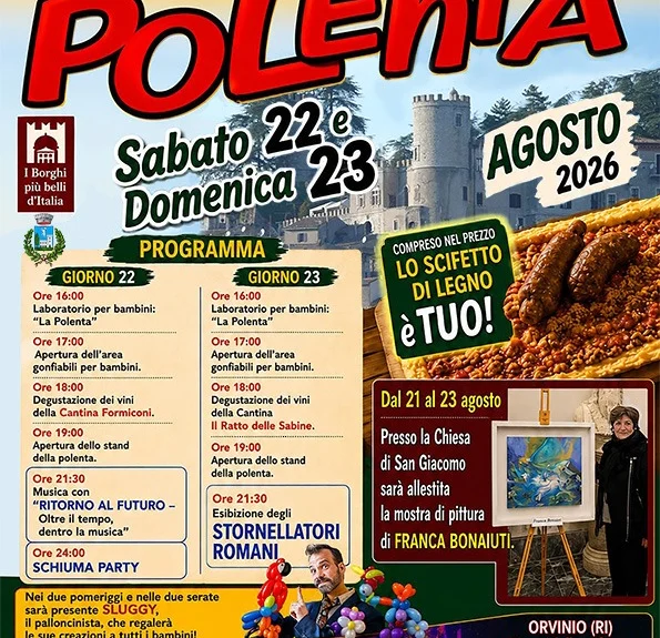 Orvinio (RI), è sagra della polenta – 22/23 agosto