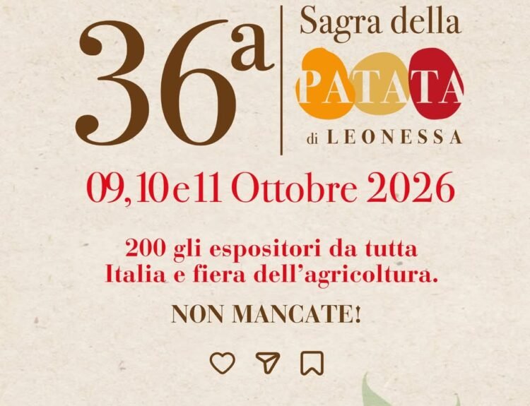 Torna a Leonessa la Sagra della Patata: dal 9 all’11 ottobre tre giorni di gusto, tradizione e musica