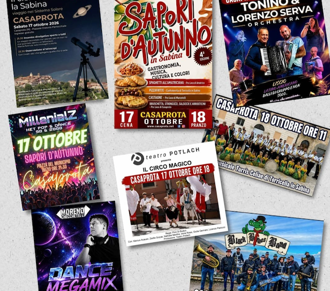 Casaprota accende l’autunno: il 17 e 18 ottobre tornano i “Sapori d’Autunno in Sabina”