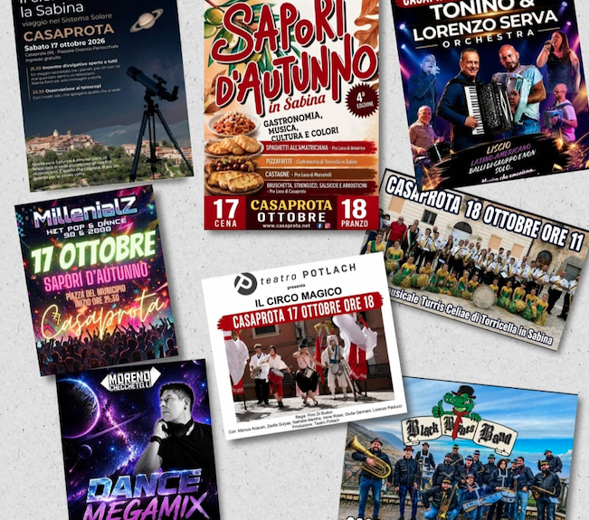 Casaprota accende l’autunno: il 17 e 18 ottobre tornano i “Sapori d’Autunno in Sabina”