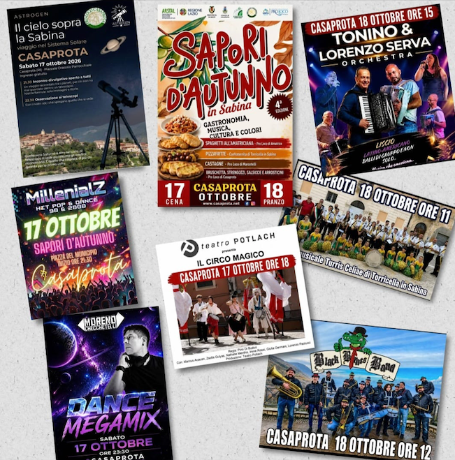 Casaprota accende l’autunno: il 17 e 18 ottobre tornano i “Sapori d’Autunno in Sabina”