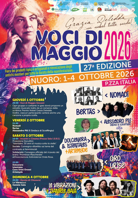 Voci di Maggio 2026: a Nuoro quattro giorni di musica, Sardegna e tradizioni
